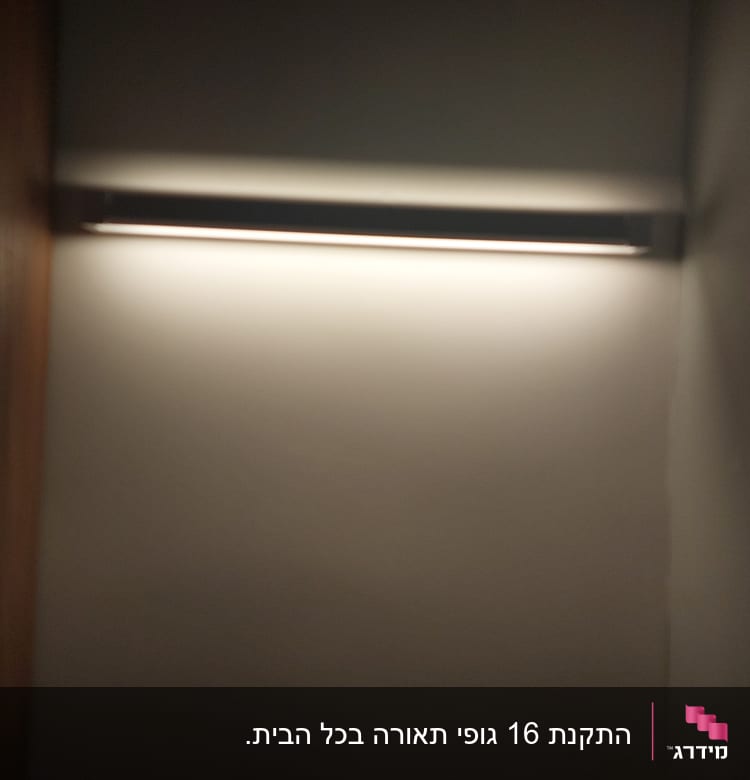 מנורת קיר דולקת על קיר לבן